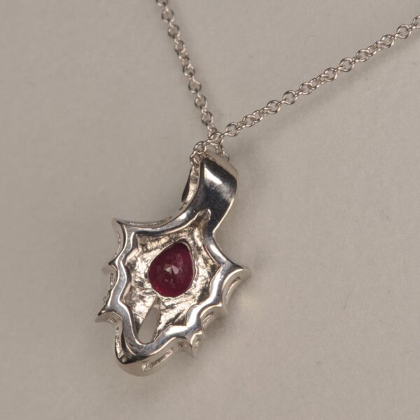 Graceful natural ruby and diamond pendant with chain, mint, new