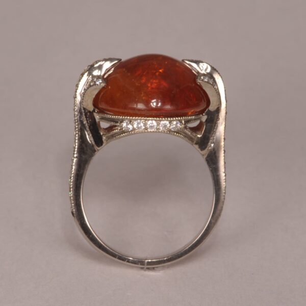 Cabochon spessartite and diamond ring, rare and special piece