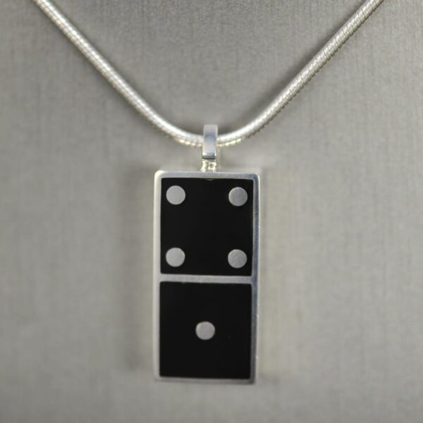 Domino pendant, solid silver and enamel 1 - 4, one four