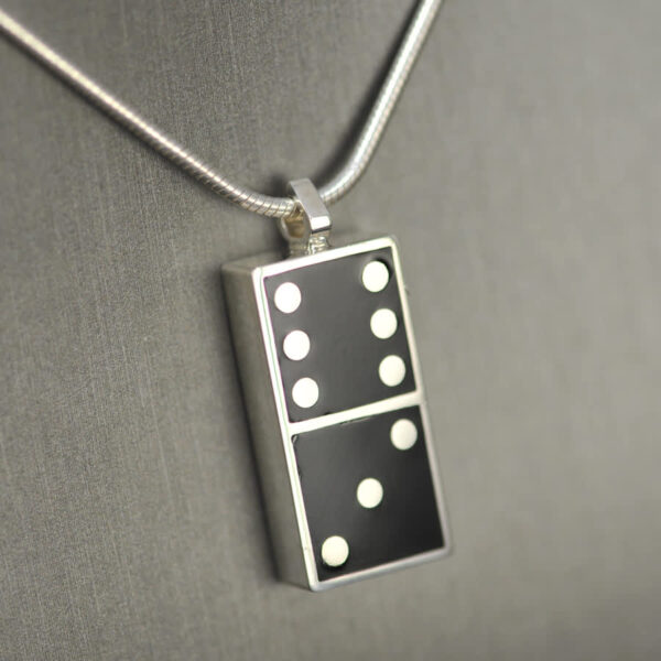 Domino pendant, solid silver and enamel 3 - 6, three - six