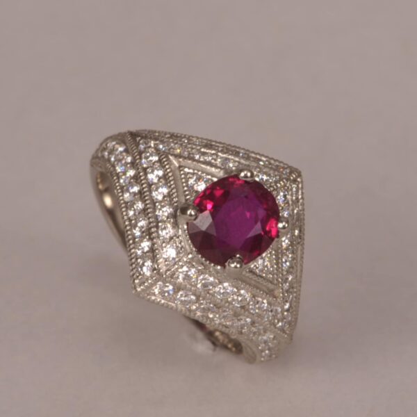 Very Fine Ruby and diamond ring, bold modern design