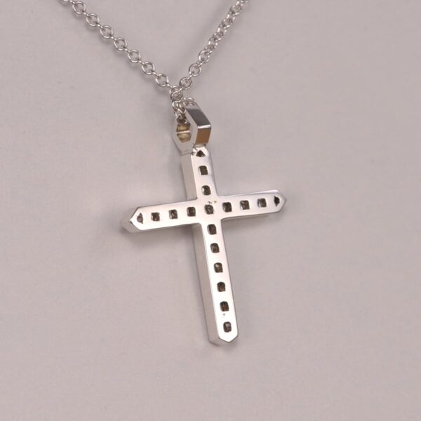 14K white gold all diamond cross, modern diamond crucifix