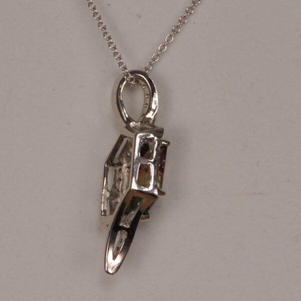 Bi-color tourmaline and diamond pendant, bi color, Cajuel deco style, MINT