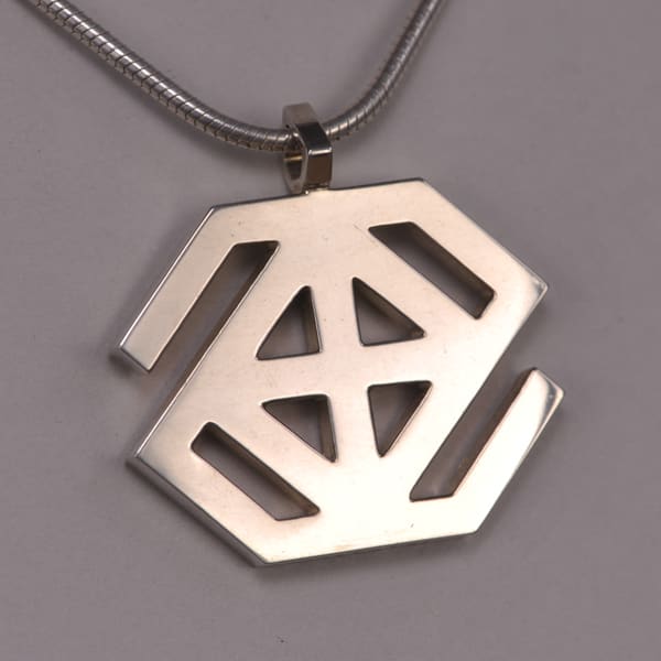 Sterling silver abstract geometric pendant with chain, Casil by Cajuel original