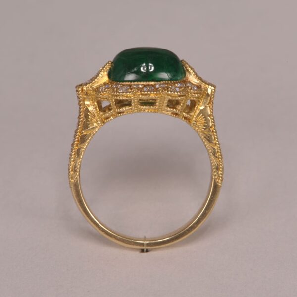 Cabochon Emerald and diamond ring, special ring