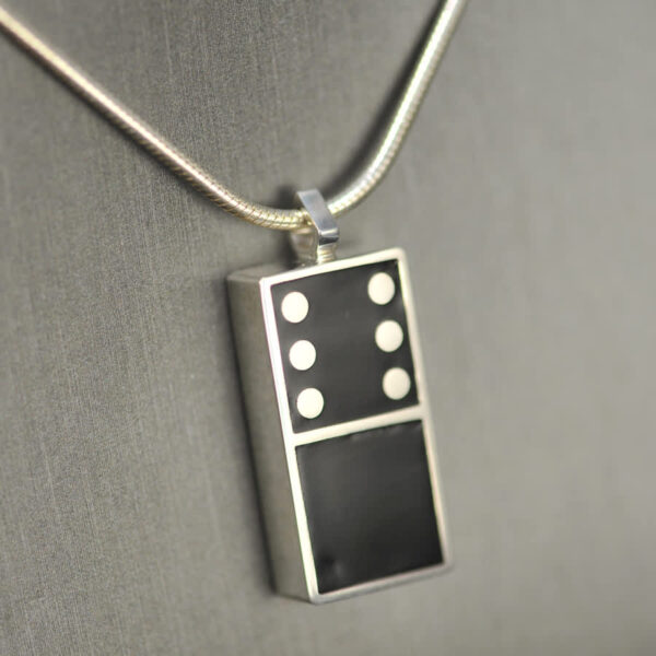 Domino pendant, solid silver and enamel 0 - 6, blank six