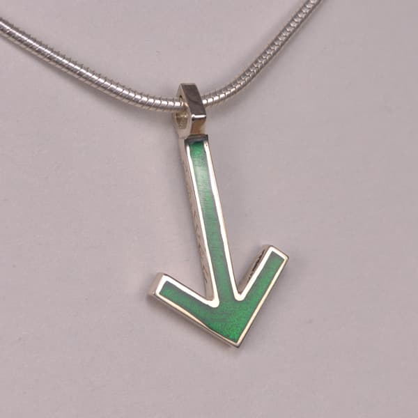 Enameled Sterling Silver Iconic Arrow Pendant, Cajuel geometric design