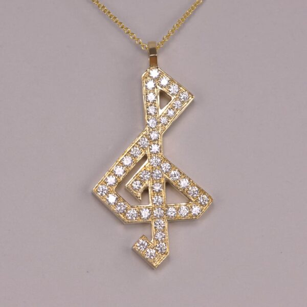 Diamond Treble Clef pendant, 14k solid gold, new