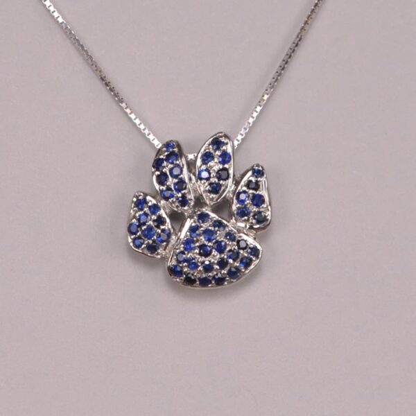 14k blue sapphire cat paw pendant / cub paw pendant