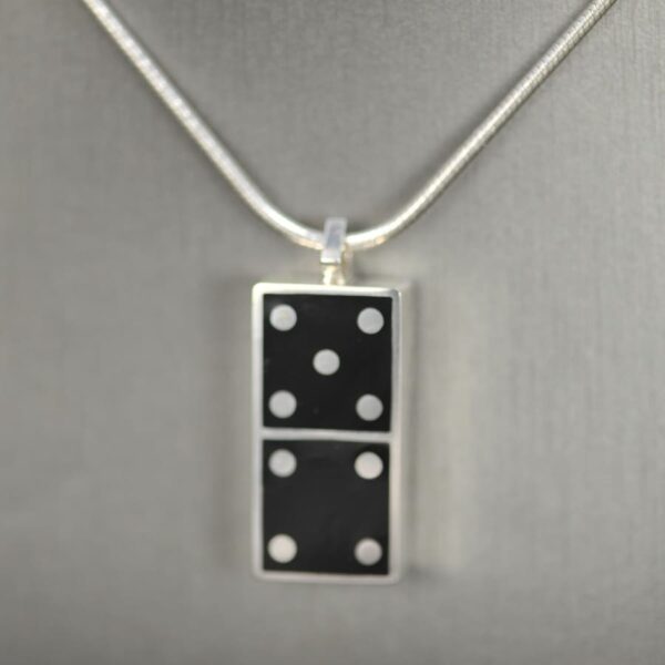 Domino pendant, solid silver and enamel 4 - 5, four - five