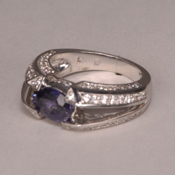 Purple sapphire and diamond ring, natural sapphire, one of a kind ring