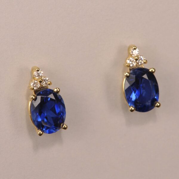 Kyanite (rare) and Diamond Earrings, cobalt blue color