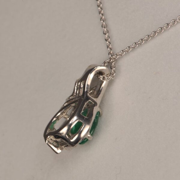 Emerald and diamond drop pendant with chain, stunning and brand new