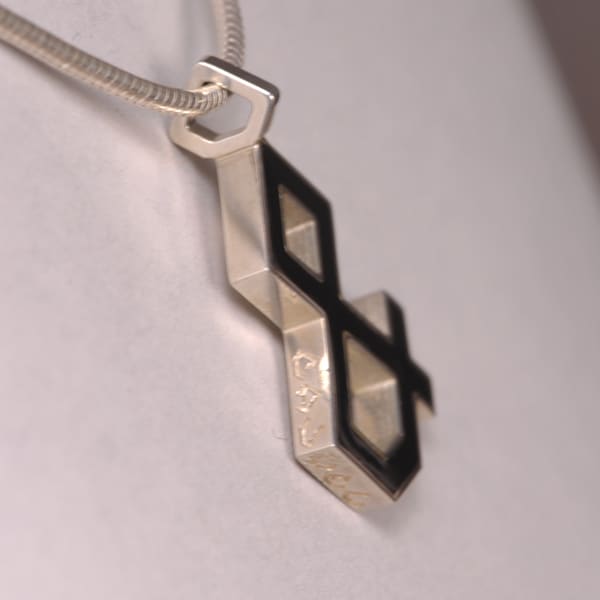 Enameled Sterling Silver ''And'' Symbol Pendant, Cajuel geometric design