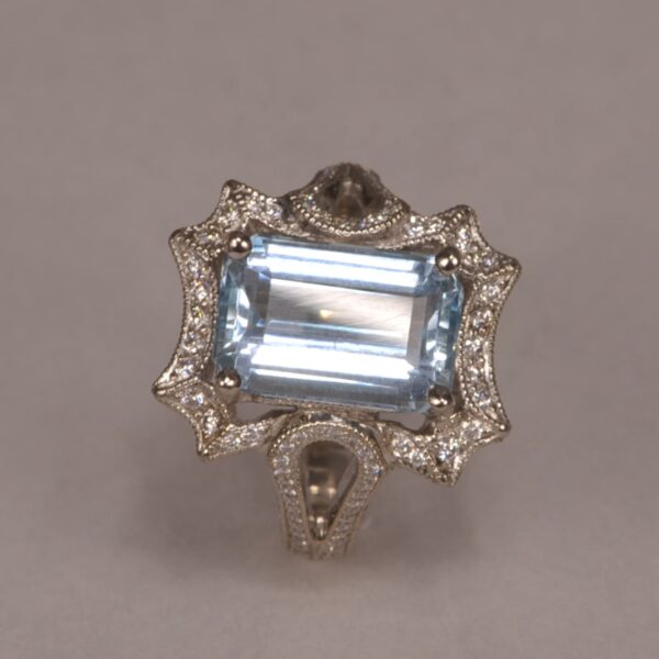 Significant aquamarine and diamond ring, classic beauty