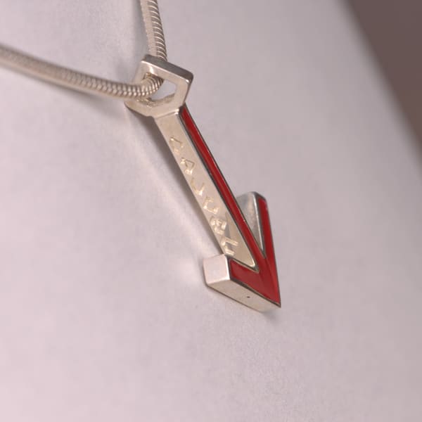 Enameled Sterling Silver Iconic Arrow Pendant, Cajuel geometric design