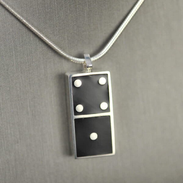 Domino pendant, solid silver and enamel 1 - 4, one four