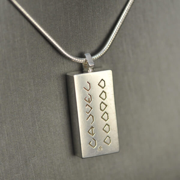 Domino pendant, solid silver and enamel 5 - 6, five - six