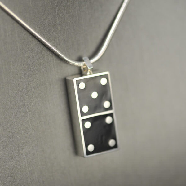 Domino pendant, solid silver and enamel 4 - 5, four - five