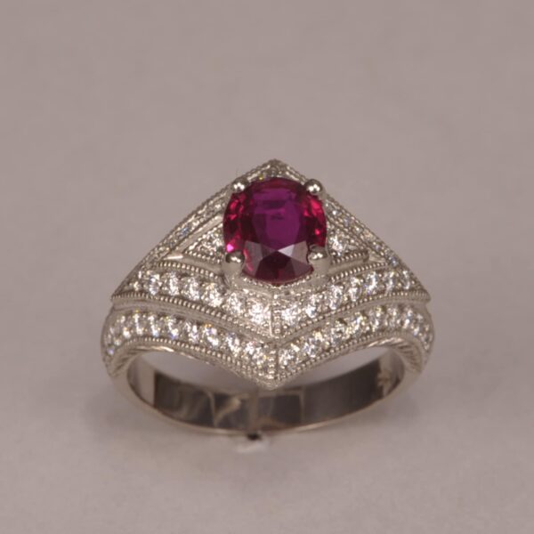 Very Fine Ruby and diamond ring, bold modern design