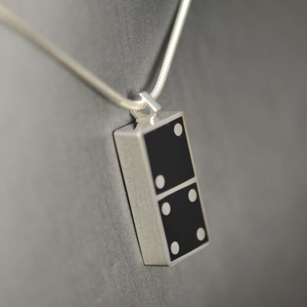 Domino pendant, solid silver and enamel 2 - 4, two - four