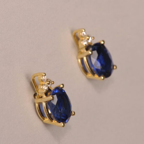 Kyanite (rare) and Diamond Earrings, cobalt blue color