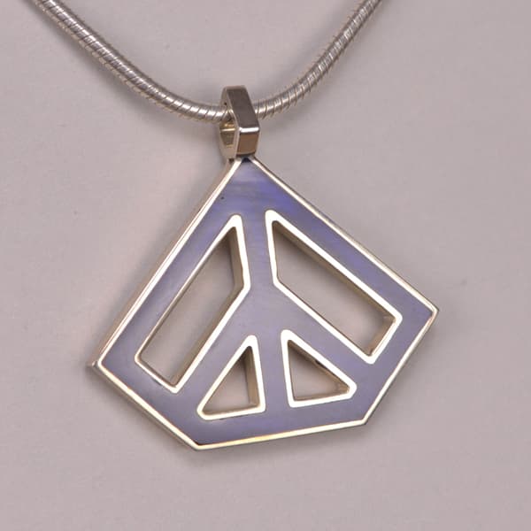 Enameled Sterling Silver Peace Sign Pendant, Cajuel geometric design