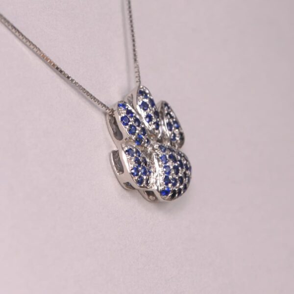 14k blue sapphire cat paw pendant / cub paw pendant