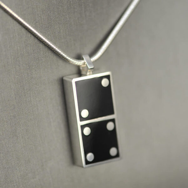 Domino pendant, solid silver and enamel 2 - 4, two - four