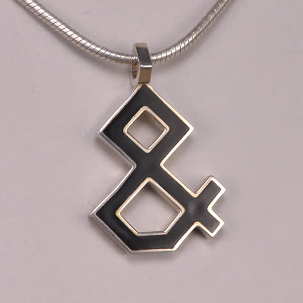 Enameled Sterling Silver ''And'' Symbol Pendant, Cajuel geometric design