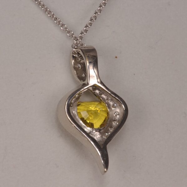 Heart shaped yellow sapphire and diamond pendant, sunshine yellow!