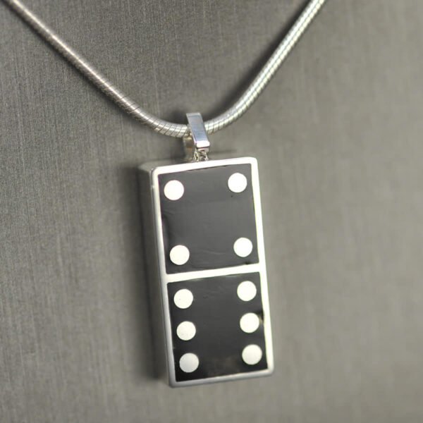 Domino pendant, solid silver and enamel 4 - 6, four - six