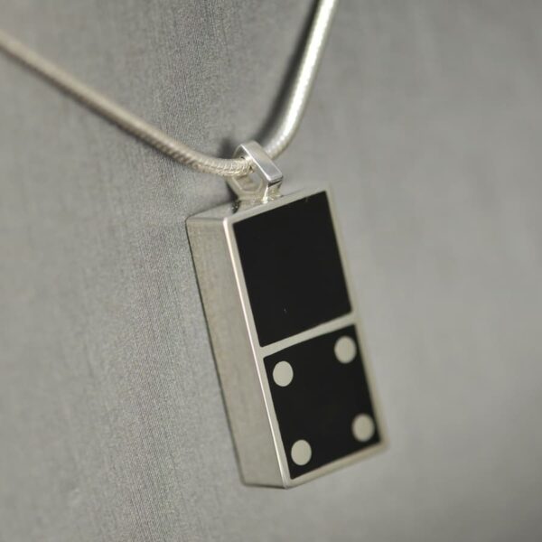 Domino pendant, solid silver and enamel 0 - 4, blank four