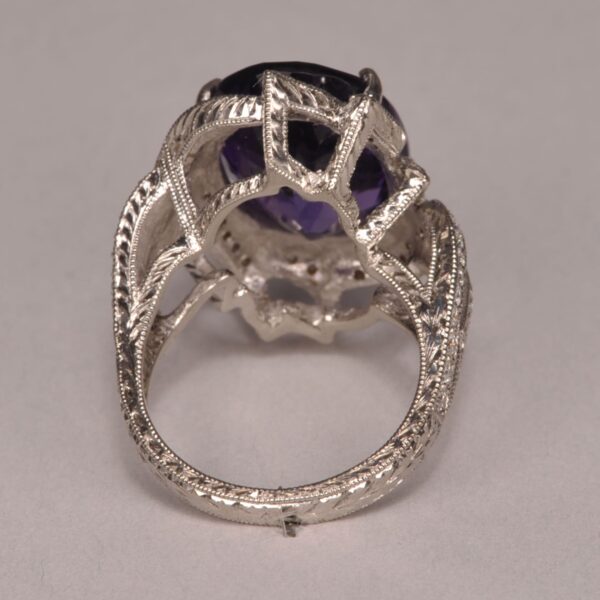 Highest quality amethyst and diamond ring, large handmade ring, new