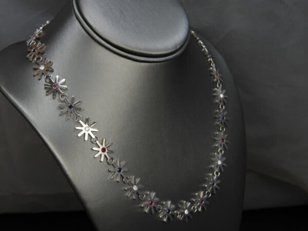 Diamond Ruby Sapphire snowflake neckpiece, necklace, snowflake