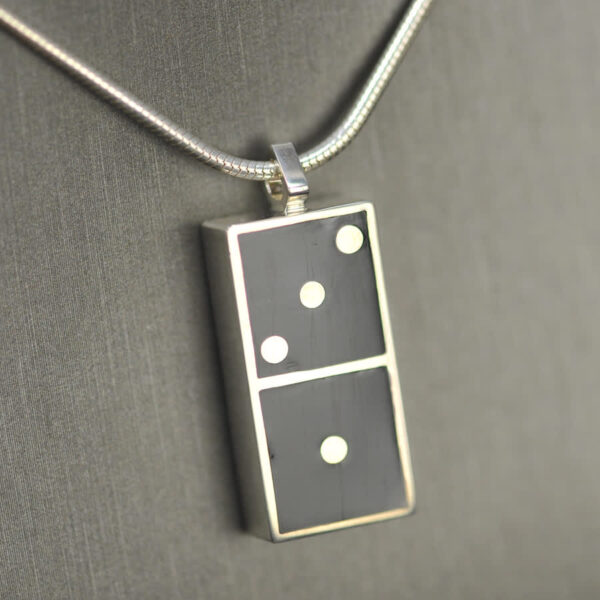 Domino pendant, solid silver and enamel 1 - 3, one three