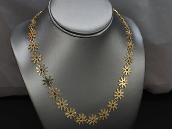 Natural ruby snowflake, star necklace, neckpiece