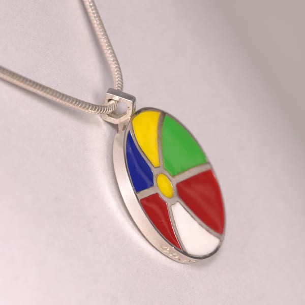 Silver and enamel Beach Ball silver pendant with chain