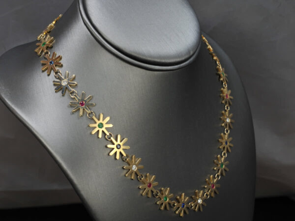 Natural gemstone snowflake, star necklace, neckpiece