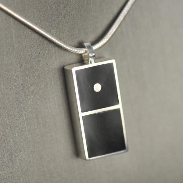 Domino pendant, solid silver and enamel 0 - 1, blank one