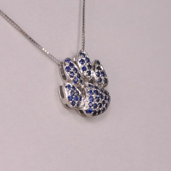 14k blue sapphire cat paw pendant / cub paw pendant