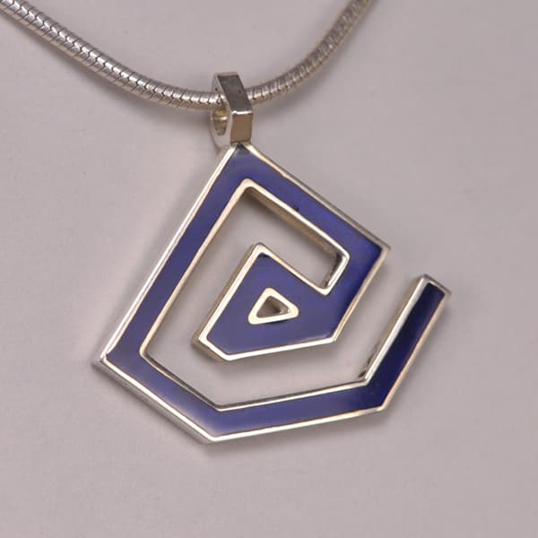 Enameled Sterling Silver ''At'' Symbol Pendant, Cajuel geometric @ design