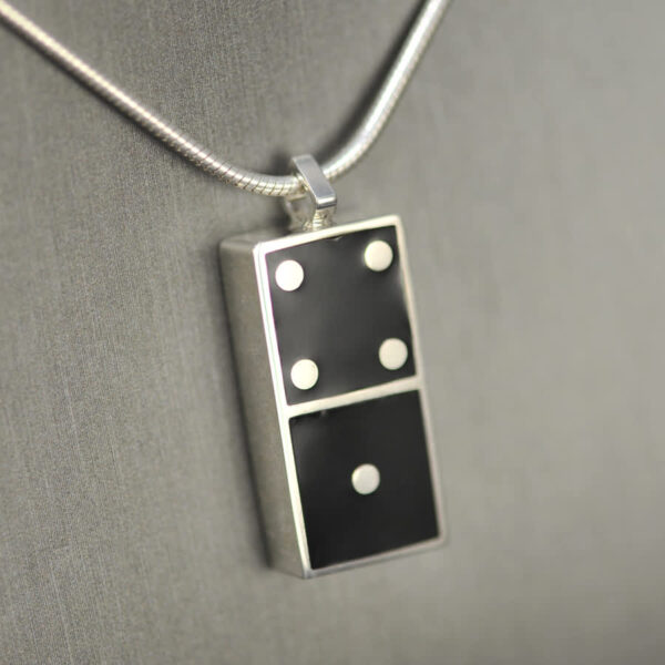 Domino pendant, solid silver and enamel 1 - 4, one four