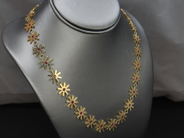 Natural ruby snowflake, star necklace, neckpiece