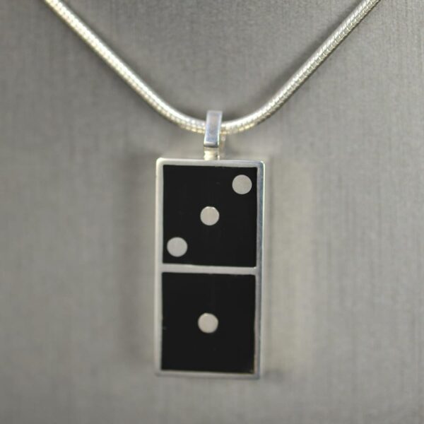 Domino pendant, solid silver and enamel 1 - 3, one three