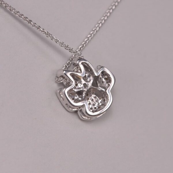 14k white gold diamond cat paw / cub paw pendant with chain