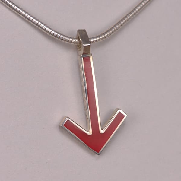 Enameled Sterling Silver Iconic Arrow Pendant, Cajuel geometric design